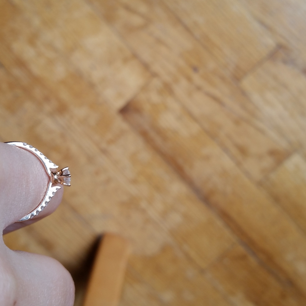 18k Rose Gold Diamond Engagement Ring .333c - Picture 6 of 12